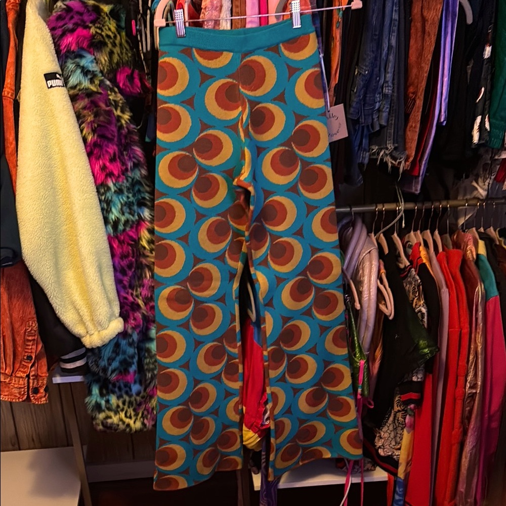 Dolls Kill Blue and Orange Geometric Leggings